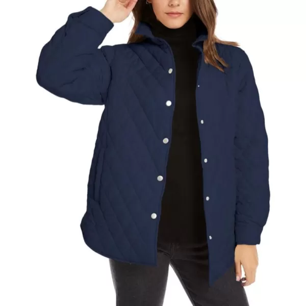 CHARTOU Women's Fall Winter Puffer Diamond-Quilted Button Up Shacket Lightweight Jacket Coat Outwear