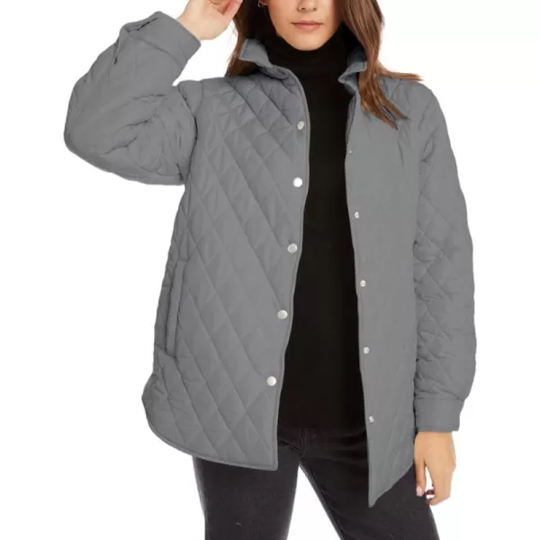 CHARTOU Women's Fall Winter Puffer Diamond-Quilted Button Up Shacket Lightweight Jacket Coat Outwear
