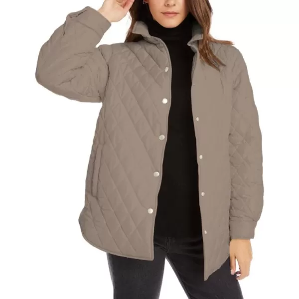 CHARTOU Women's Fall Winter Puffer Diamond-Quilted Button Up Shacket Lightweight Jacket Coat Outwear