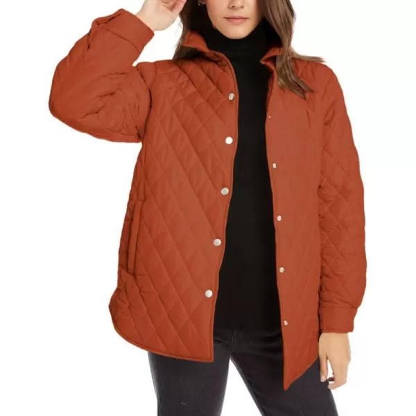 CHARTOU Women's Fall Winter Puffer Diamond-Quilted Button Up Shacket Lightweight Jacket Coat Outwear