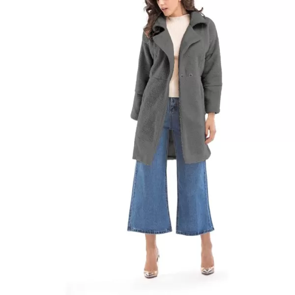 CHARTOU Women's Faux Fur Fuzzy Berber Fleece Notch Lapel Overcoat Teddy Bear Sherpa Coat