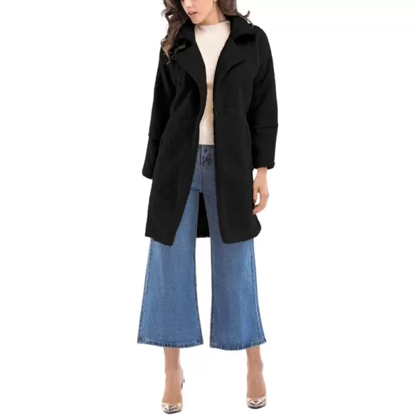 CHARTOU Women's Faux Fur Fuzzy Berber Fleece Notch Lapel Overcoat Teddy Bear Sherpa Coat