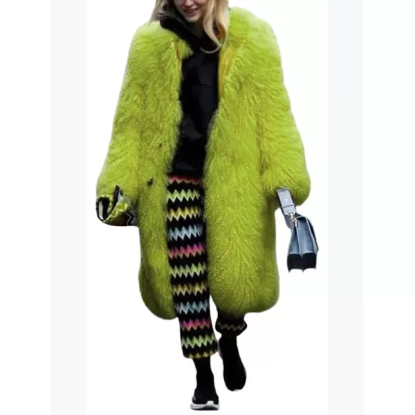 CHARTOU Women's Fluffy Faux Fur Overcoat Winter Warm Thicken Open Front Long Maxi Outwear