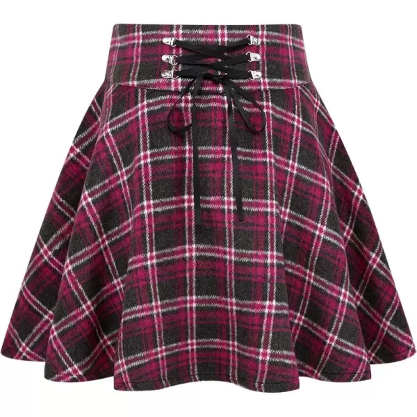 CHARTOU Women's High Waist Drawstring Plaid Ruffle Versatile Pleated A Line Short Skirt