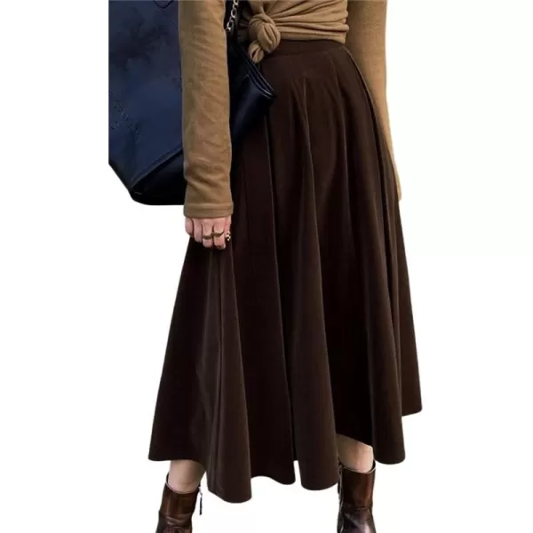 CHARTOU Women's High Waist Vintage Velvet Flared A-Line Winter Long Skirt