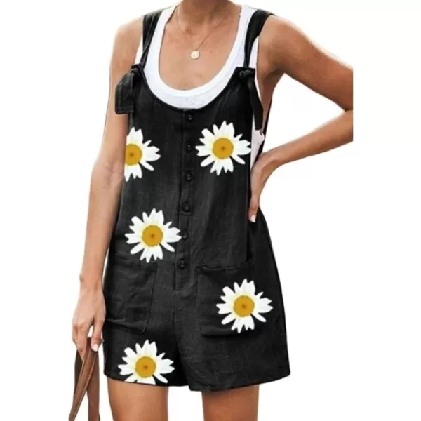 CHARTOU Women's Loose Straps Shorts Romper Printed Suspender Bib Overalls Jumpsuit