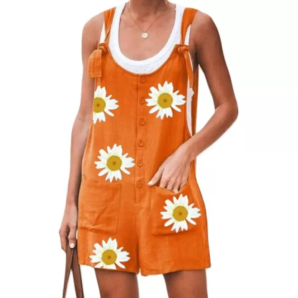 CHARTOU Women's Loose Straps Shorts Romper Printed Suspender Bib Overalls Jumpsuit