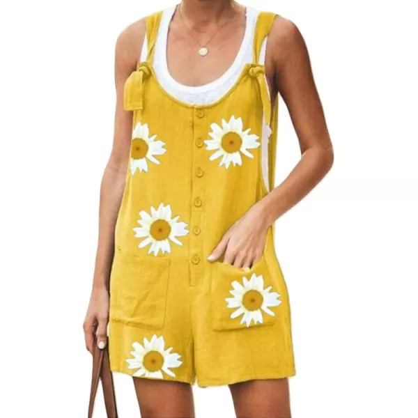 CHARTOU Women's Loose Straps Shorts Romper Printed Suspender Bib Overalls Jumpsuit