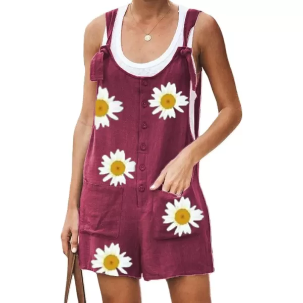 CHARTOU Women's Loose Straps Shorts Romper Printed Suspender Bib Overalls Jumpsuit