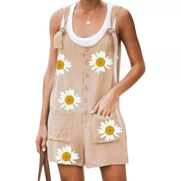 CHARTOU Women's Loose Straps Shorts Romper Printed Suspender Bib Overalls Jumpsuit