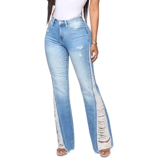 CHARTOU Women's Mid-Rise Bootcut Jeans Ripped Distressed Denim Flare Pants