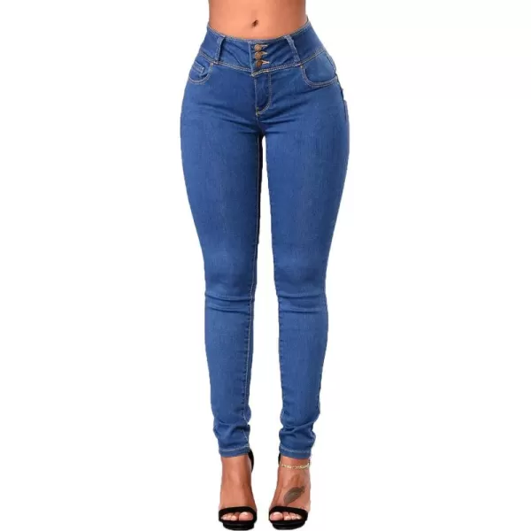 CHARTOU Women's Mid Rise Stretchy Skinny Tapered Leg Denim Jeans Pants