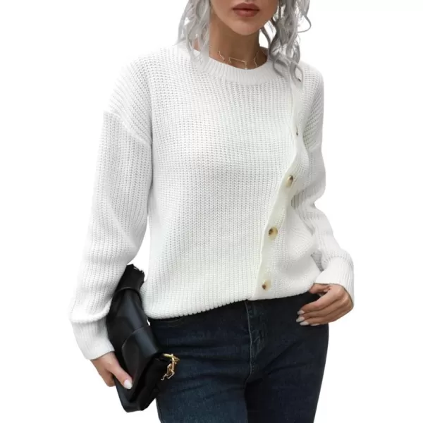 CHARTOU Women's Oversized Casual Crew Neck Chic Button Slouchy Pullover Sweater