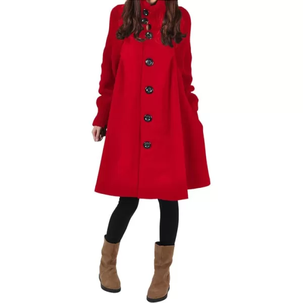 CHARTOU Women's Raglan Knit-Sleeve Wool Blend Button Front Trench Coat Peacoat Overcoat