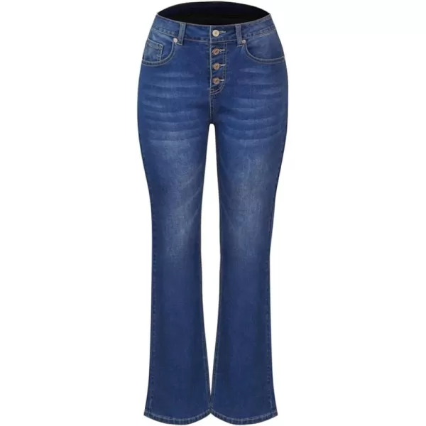 CHARTOU Women's Regular Fit Stretch Washed Mid Rise Button Fly Flared Bootcut Jeans