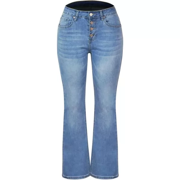 CHARTOU Women's Regular Fit Stretch Washed Mid Rise Button Fly Flared Bootcut Jeans
