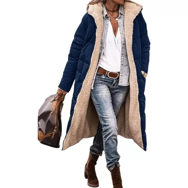CHARTOU Women's Sherpa Lined Padded Quilted Coat Reversible Trench Coat Hooded Puffer Jacket Parka
