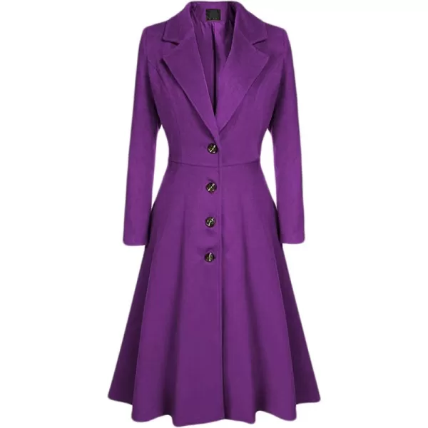 CHARTOU Women's Slim Fit Single Breasted Long Sleeve Ruffle Work Office Pea Coat Trench Coat