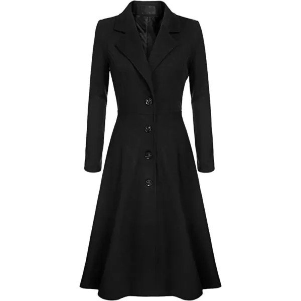 CHARTOU Women's Slim Fit Single Breasted Long Sleeve Ruffle Work Office Pea Coat Trench Coat