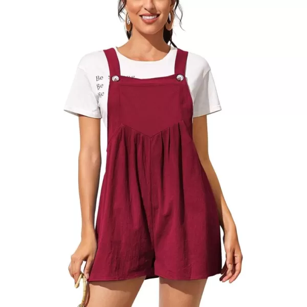 CHARTOU Women's Summer Casual Short Overall Cotton Linen Romper Shortalls Jumpsuit Shorts