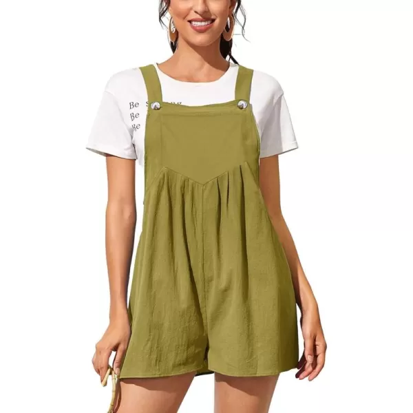 CHARTOU Women's Summer Casual Short Overall Cotton Linen Romper Shortalls Jumpsuit Shorts
