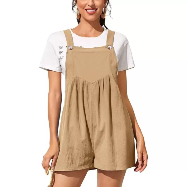 CHARTOU Women's Summer Casual Short Overall Cotton Linen Romper Shortalls Jumpsuit Shorts