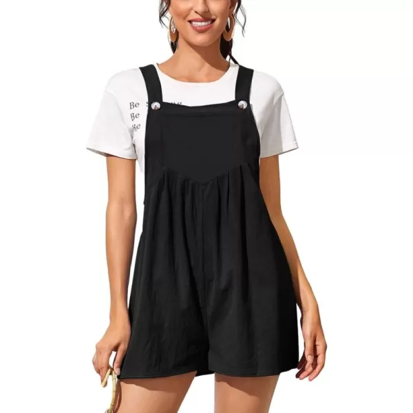 CHARTOU Women's Summer Casual Short Overall Cotton Linen Romper Shortalls Jumpsuit Shorts