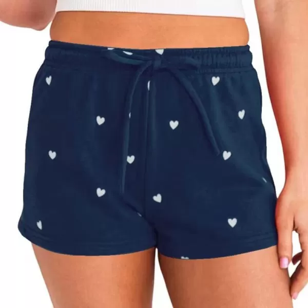 CHARTOU Women's Summer Drawstring Waist Cute Heart Print Casual Comfy Lounge Shorts