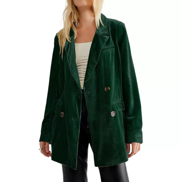 CHARTOU Women's Velvet Blazers Notch Lapel Double Breasted Work Office Blazer Jacket