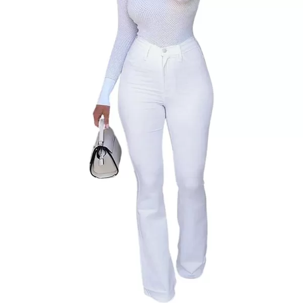 CHARTOU Women's Vintage High Waist Bell Bottom Butt-Lift Skinny Denim Jeans Pants