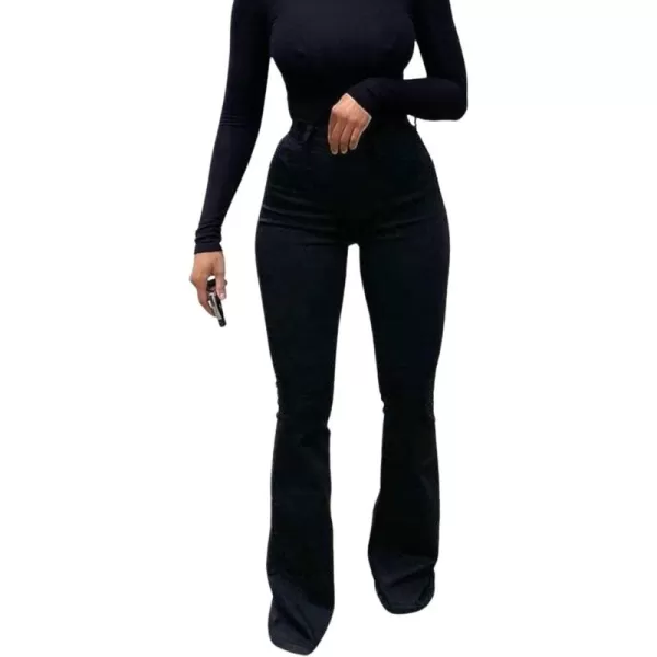 CHARTOU Women's Vintage High Waist Bell Bottom Butt-Lift Skinny Denim Jeans Pants
