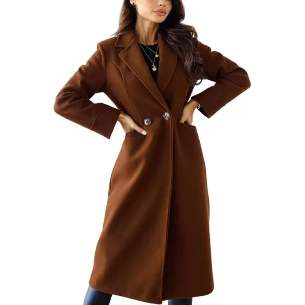 CHARTOU Women's Wool Blend Single-Row-Button Double Breasted Trench Coat