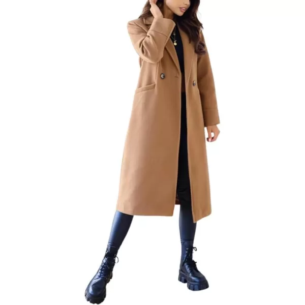 CHARTOU Women's Wool Blend Single-Row-Button Double Breasted Trench Coat