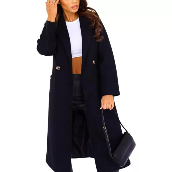 CHARTOU Women's Wool Blend Single-Row-Button Double Breasted Trench Coat