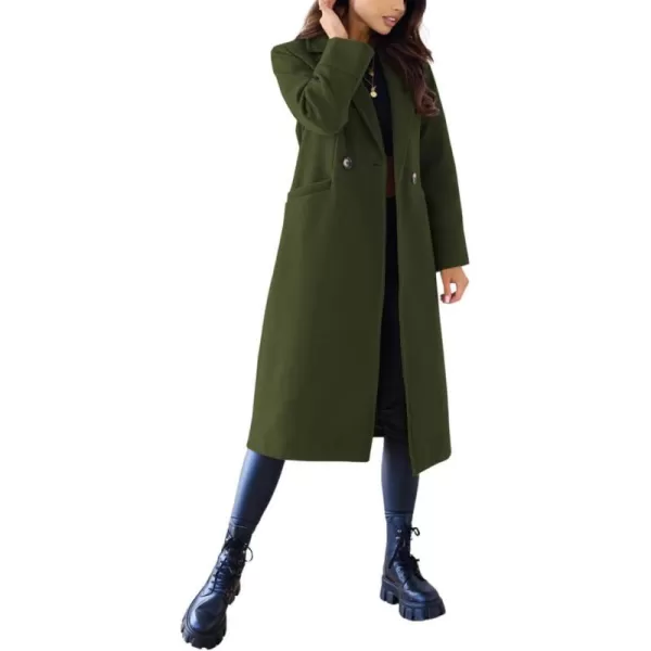 CHARTOU Women's Wool Blend Single-Row-Button Double Breasted Trench Coat
