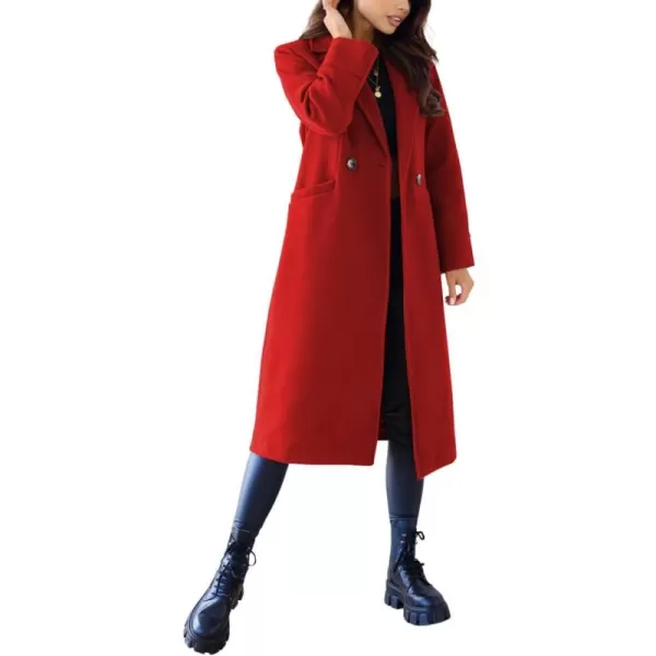 CHARTOU Women's Wool Blend Single-Row-Button Double Breasted Trench Coat