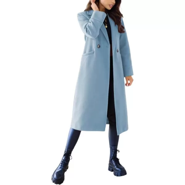 CHARTOU Women's Wool Blend Single-Row-Button Double Breasted Trench Coat