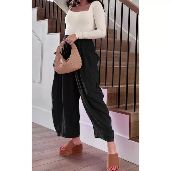 CHARTOU Boho Wide Leg Palazzo Pants for Women Casual Drawstring Pants Beach Flowy Summer Pants Gauze Lounge