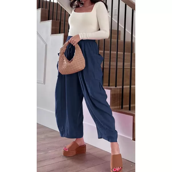 CHARTOU Boho Wide Leg Palazzo Pants for Women Casual Drawstring Pants Beach Flowy Summer Pants Gauze Lounge