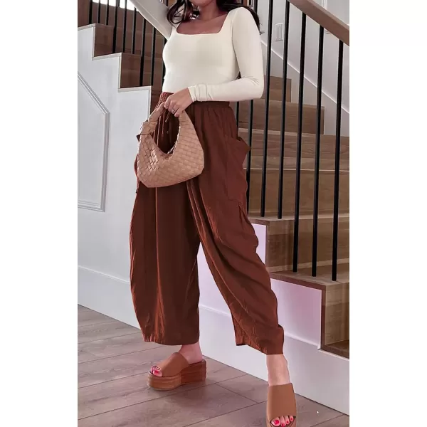 CHARTOU Boho Wide Leg Palazzo Pants for Women Casual Drawstring Pants Beach Flowy Summer Pants Gauze Lounge