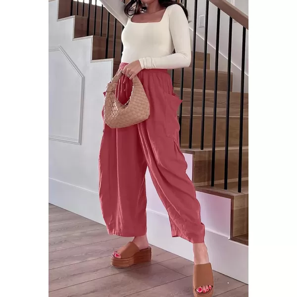 CHARTOU Boho Wide Leg Palazzo Pants for Women Casual Drawstring Pants Beach Flowy Summer Pants Gauze Lounge
