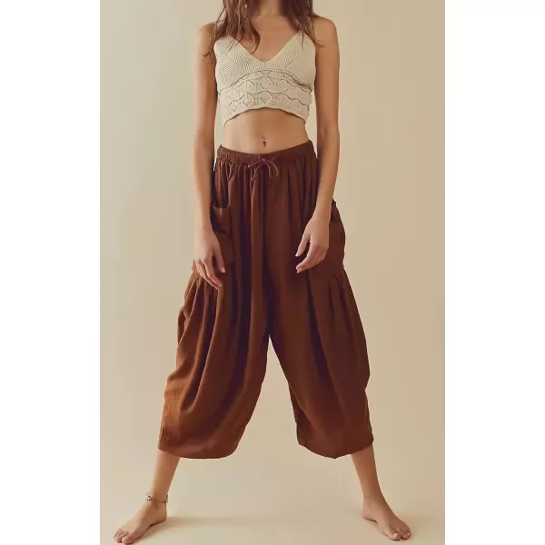 CHARTOU Boho Wide Leg Palazzo Pants for Women Casual Drawstring Pants Beach Flowy Summer Pants Gauze Lounge
