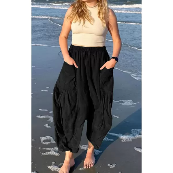 CHARTOU Boho Wide Leg Palazzo Pants for Women Casual Drawstring Pants Beach Flowy Summer Pants Gauze Lounge