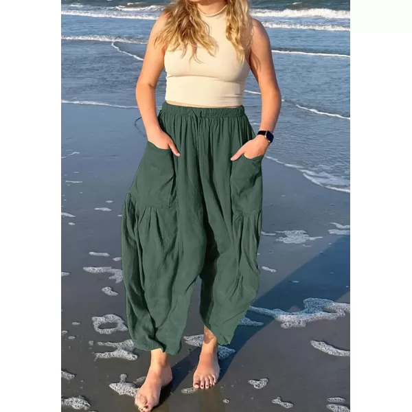 CHARTOU Boho Wide Leg Palazzo Pants for Women Casual Drawstring Pants Beach Flowy Summer Pants Gauze Lounge
