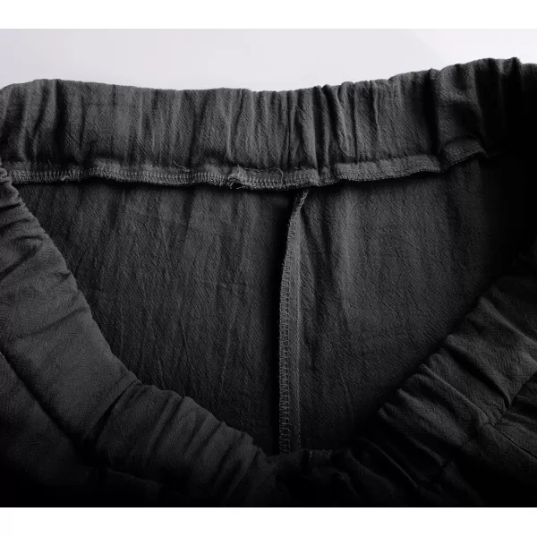 CHARTOU Men Casual Drawstring Cotton Linen Pants Beach Yoga Wide Leg Lounge Pants Palazzo Trousers Elastic Waist Loose Slacks