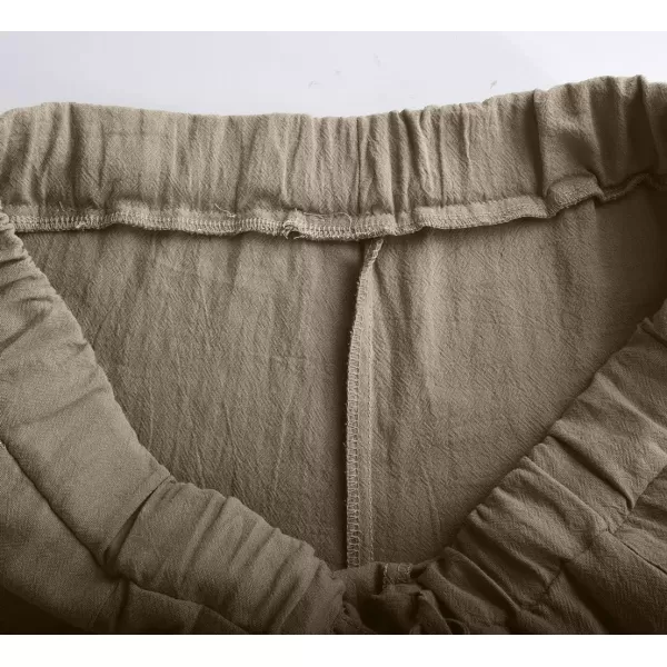 CHARTOU Men Casual Drawstring Cotton Linen Pants Beach Yoga Wide Leg Lounge Pants Palazzo Trousers Elastic Waist Loose Slacks