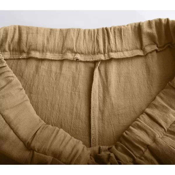 CHARTOU Men Casual Drawstring Cotton Linen Pants Beach Yoga Wide Leg Lounge Pants Palazzo Trousers Elastic Waist Loose Slacks