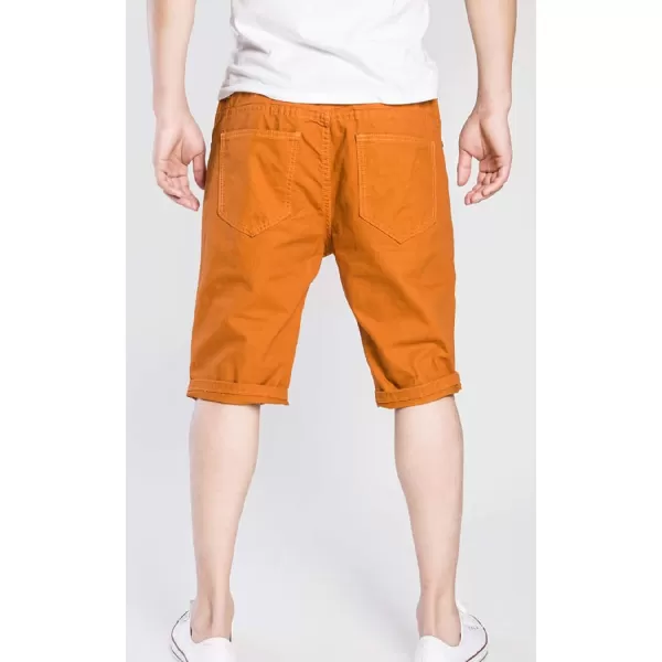 CHARTOU Men's Classic Fit Mid-Rise Distressed Ripped Knee-Length Washed Denim Shorts