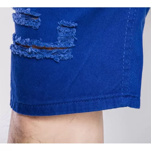 CHARTOU Men's Classic Fit Mid-Rise Distressed Ripped Knee-Length Washed Denim Shorts