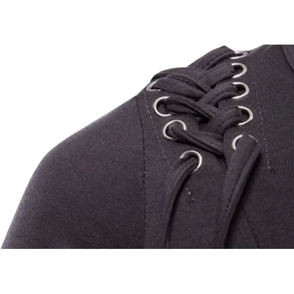 CHARTOU Men's Comfy Round Neck Asymmetrical Lace Up Short Sleeve Tee Shirt